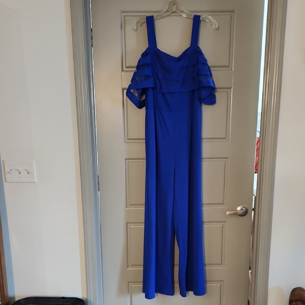 Elegant Blue Off-Shoulder Jumpsuit